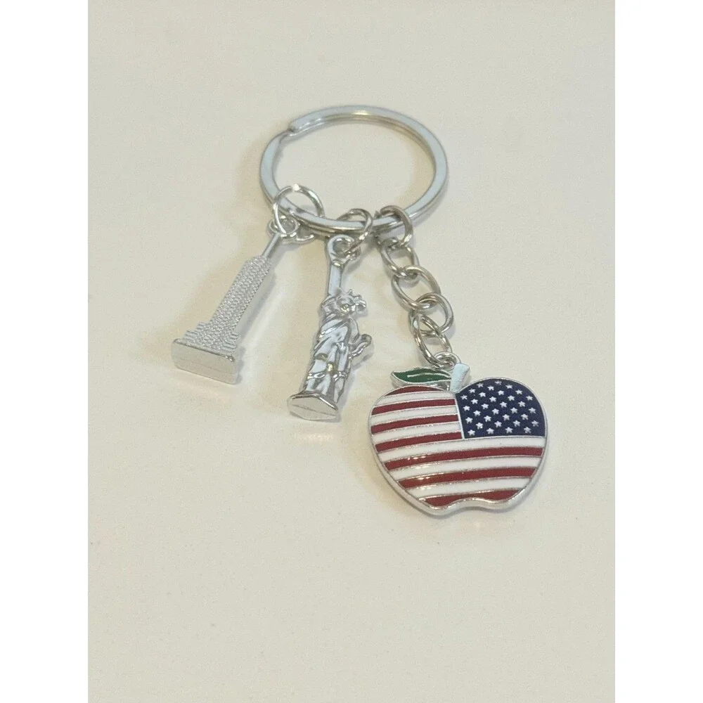 New Enamel Apple New York Keychain with Charms, Backpack, Purse Key Chain